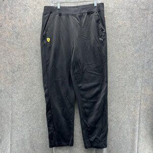 Puma Track Pants Mens XL Black Ferrari Lifestyle Knit Elastic Waist Athletic